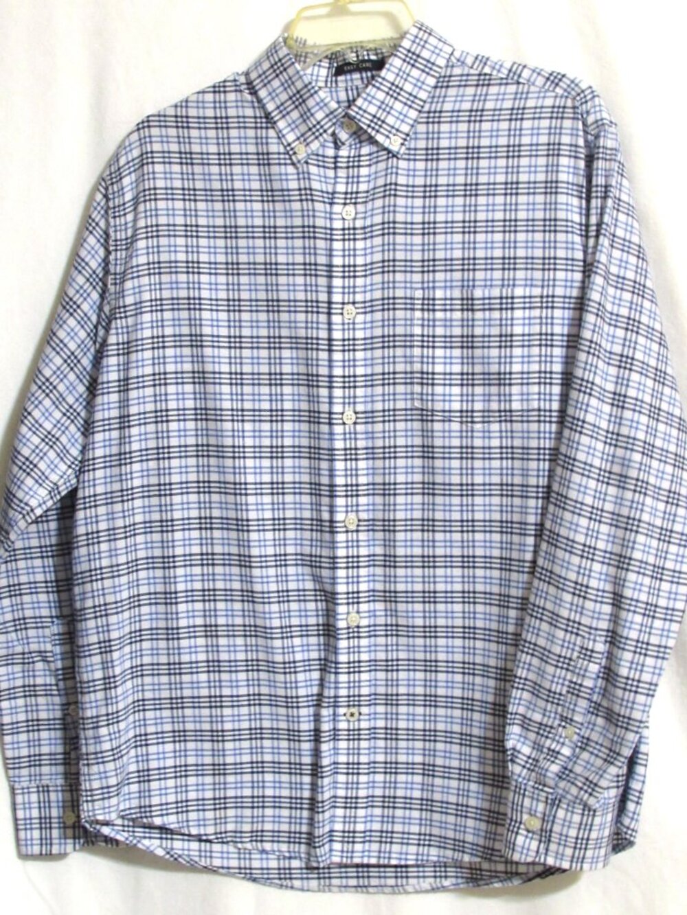 NEW Mens ST. JOHN'S BAY Blue & White Easy Care Button Down Shirt M Orig $68